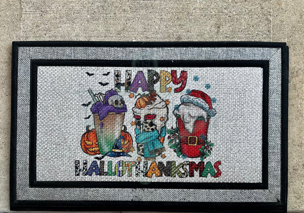 Happy HalloThanksMas Door Mat