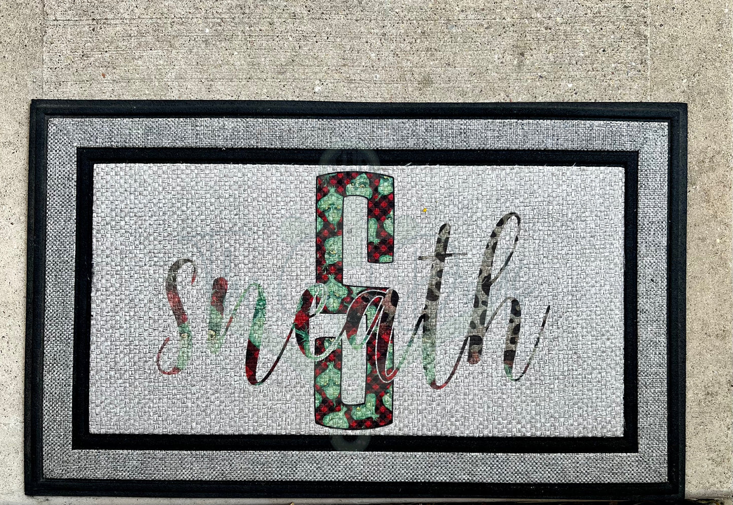 Last Name Christmas Door Mat