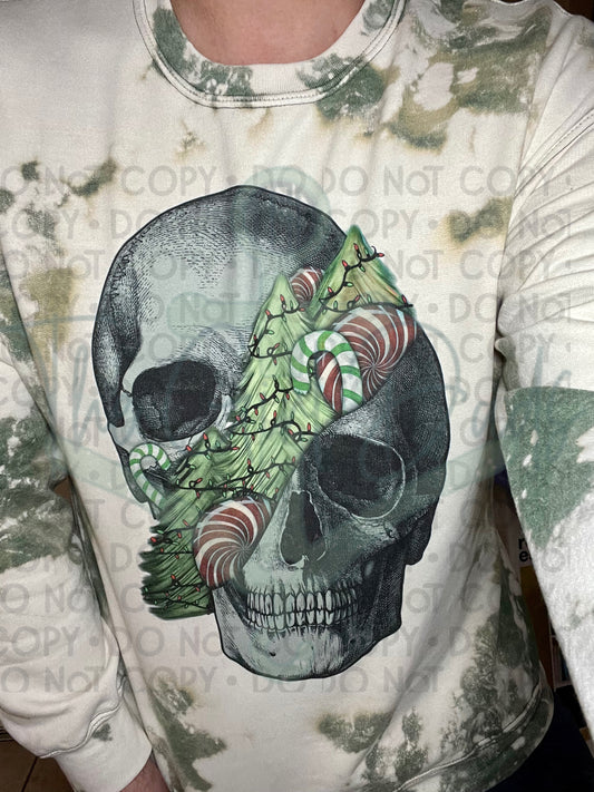 Split Christmas Skull Top Design