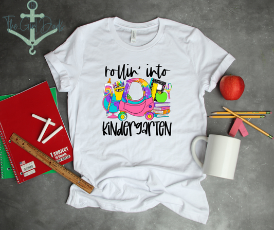 Rollin' Into Kindergarten Pink Top Design