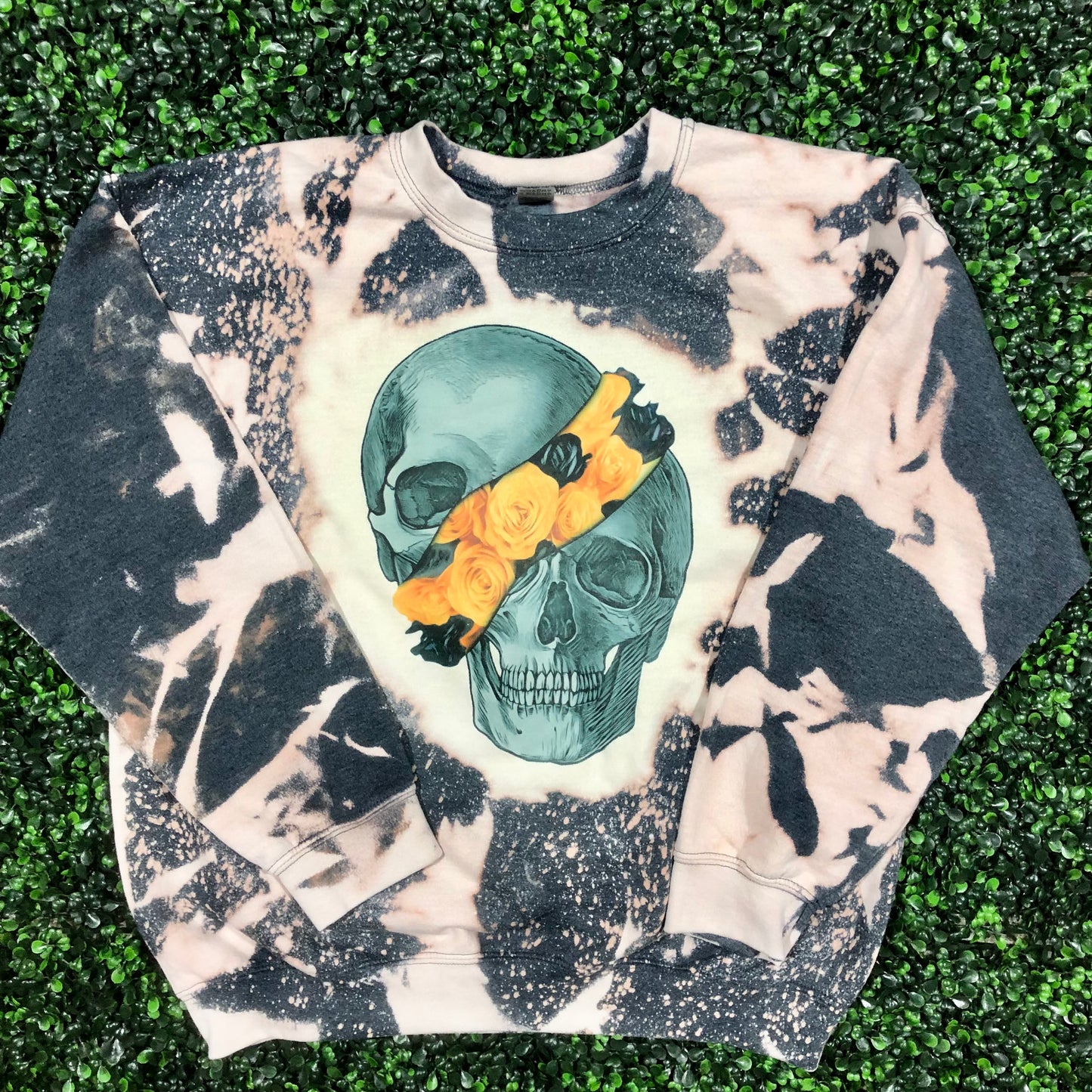 Split Floral Skull Top Design