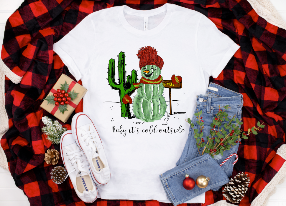 Cactus Snowman Beanie Hat Top Design