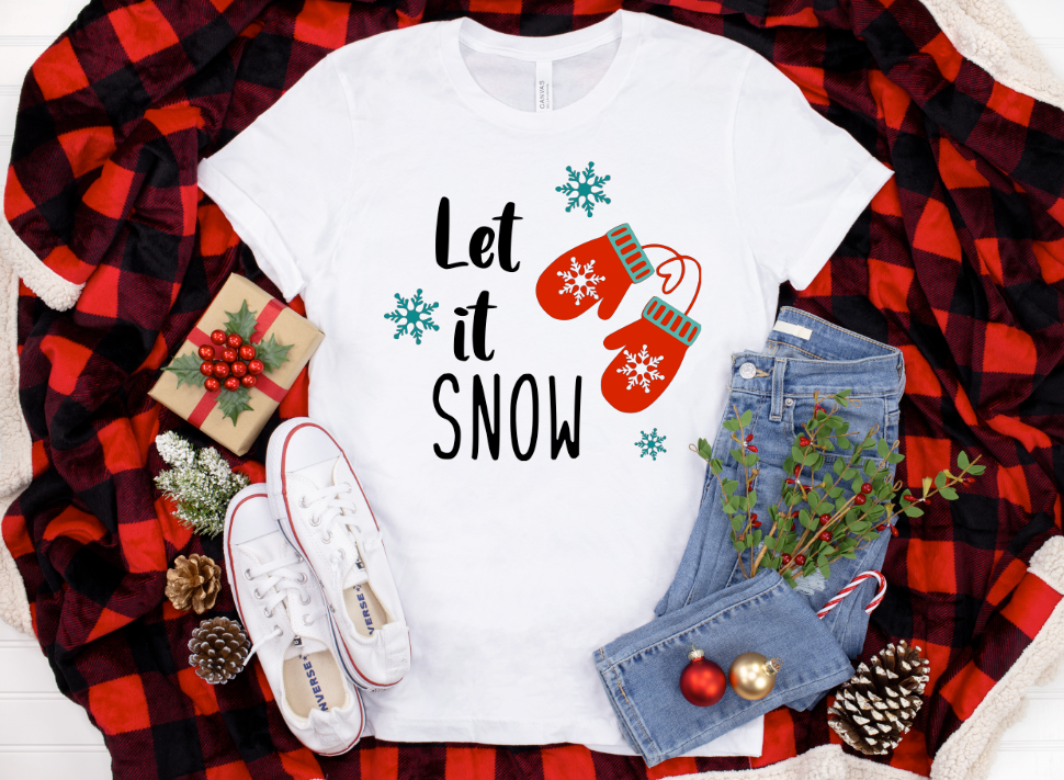 Let It Snow Mittens Top Design