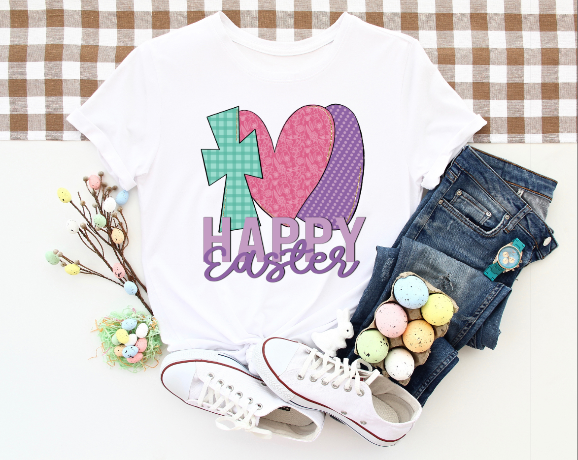 Happy Easter Cross & Heart Top Design