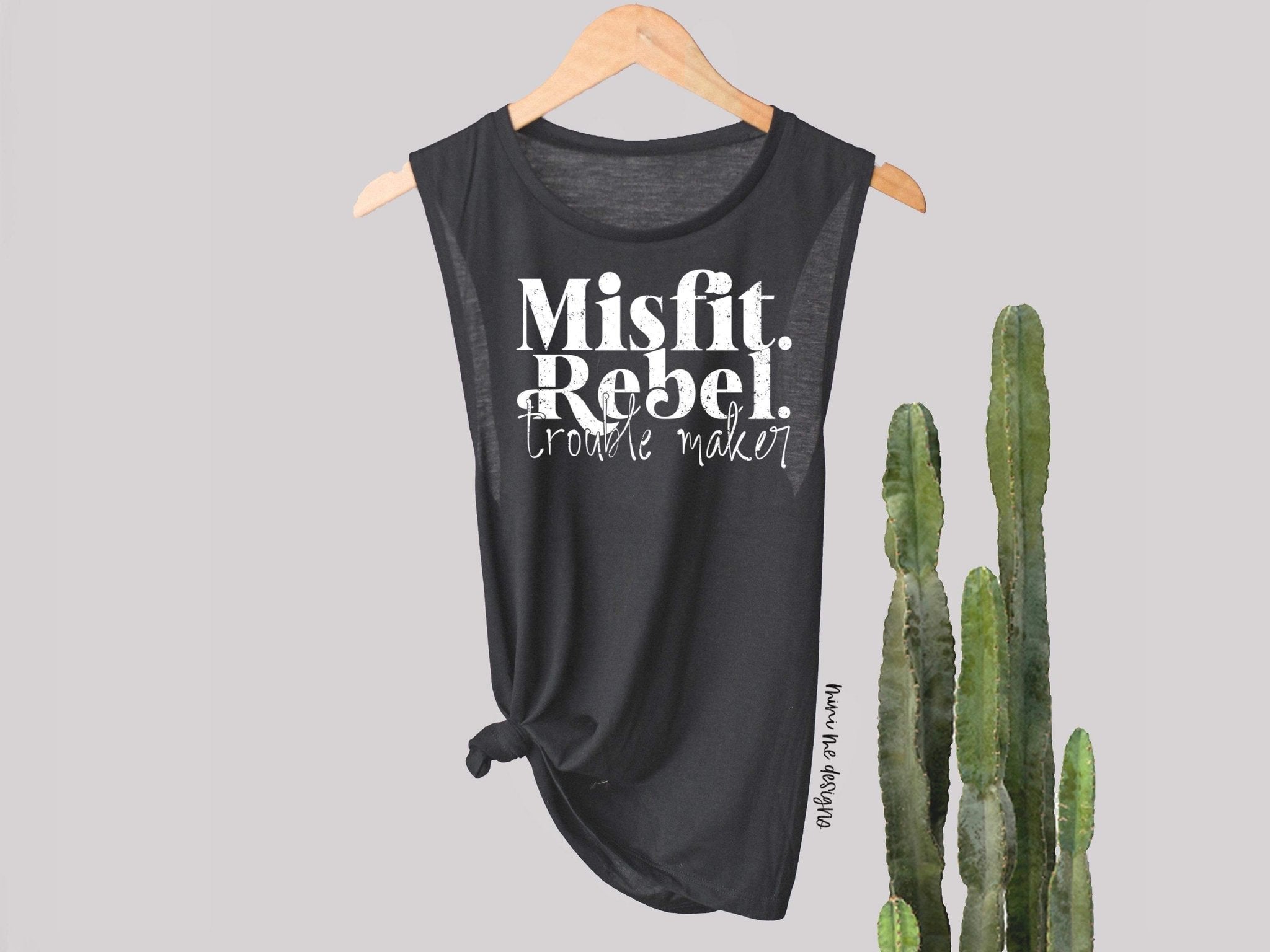 Misfit. Rebel, Trouble Maker Screen Print Top Design