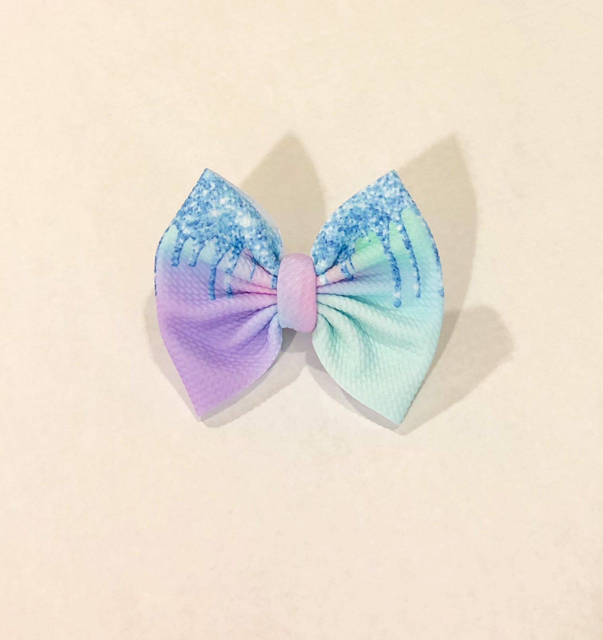 Blue Glitter Drips Bow Preorder