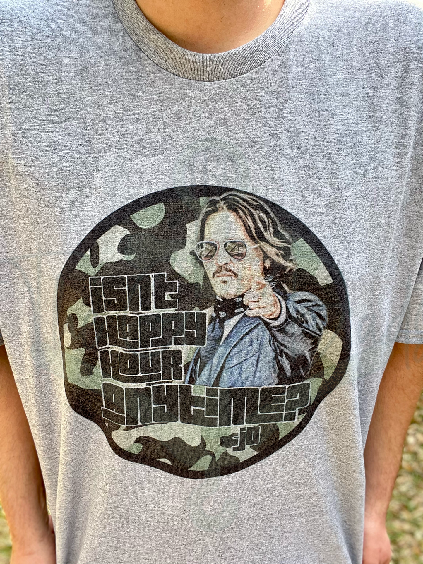 Isn't Happy Hour Anytime (Camo) Top Design